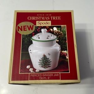 SPODE Christmas tree pierced ginger jar 6” holiday collectible holiday pattern